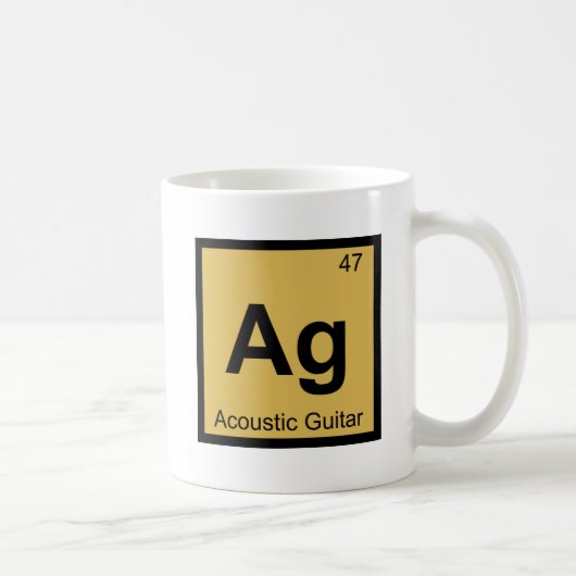 Ag - アコースティックギターの化学元素周期表 コーヒーマグカップ (右)