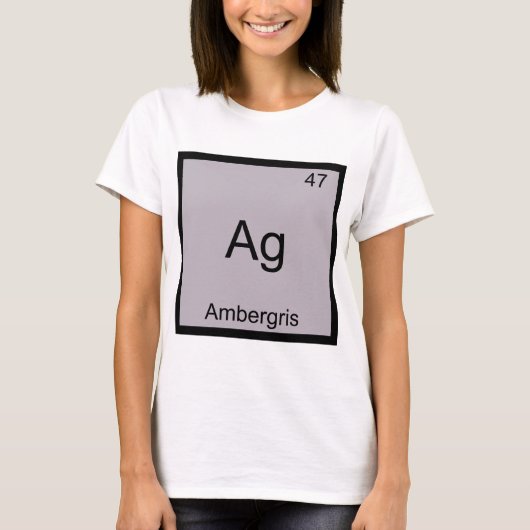 Ag - アンバーグリス おもしろ化学元素記号Tシャツ Tシャツ (正面)