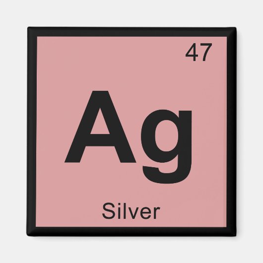 Ag – シルバー化学周期表記号 マグネット (正面)