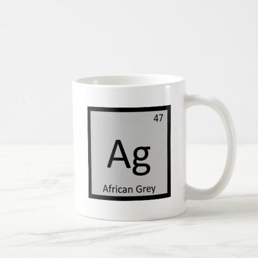 Ag - ヨウム African Grey 化学元素周期表 コーヒーマグカップ (右)