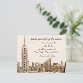 AG - NYC Skyline Etched 01 Save the Date 案内ポストカード (スタンド正面)
