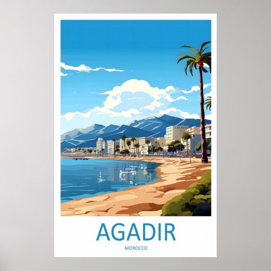 Agadir Travel Print Wall Art Agadir Wall Hanging ポスター (正面)