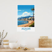 Agadir Travel Print Wall Art Agadir Wall Hanging ポスター (キッチン)