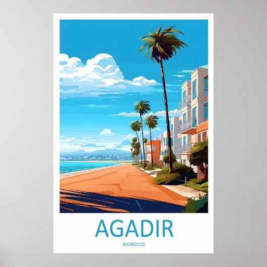 Agadir Travel Print Wall Art Agadir Wall Hanging ポスター (正面)
