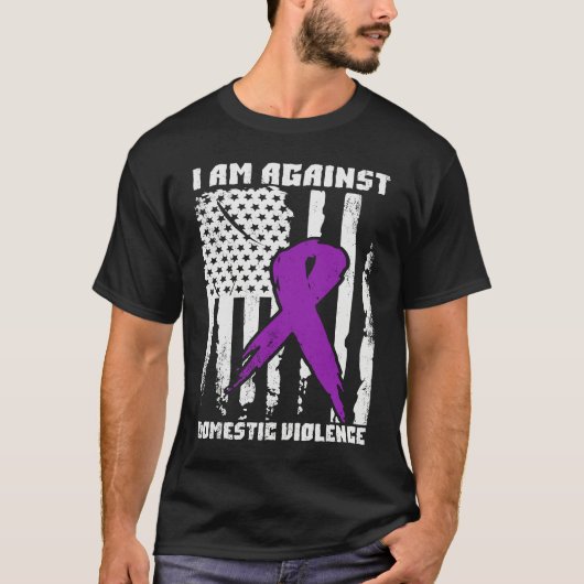 Against Domestic Violence American Flag Tシャツ (正面)