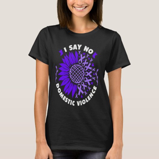 Against Domestic Violence Sunflower purple ribbon Tシャツ (正面)