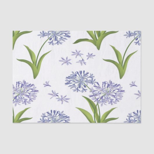 agapanthus African lily flowers seamless pattern 薄葉紙 (正面)