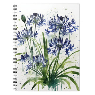 Agapanthus - Watercolor flowers iPad mini cover ノートブック