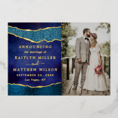 Agateのエレガント写真結婚発表カード 箔招待状 (正面)