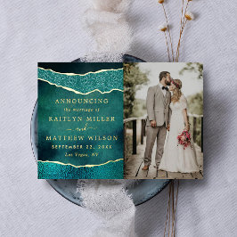 Agateのエレガント写真結婚発表カード 箔招待状