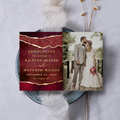 Agateのエレガント写真結婚発表カード 箔招待状