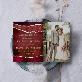 Agateのエレガント写真結婚発表カード 箔招待状