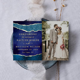 Agateのエレガント写真結婚発表カード 箔招待状