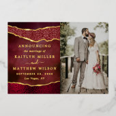 Agateのエレガント写真結婚発表カード 箔招待状 (正面)