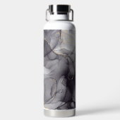 Agateグレーと黒の大理石の名前をカスタムする文字 ウォーターボトル (背面)