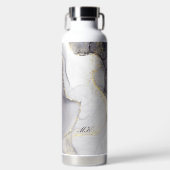 Agateグレーと黒の大理石の名前をカスタムする文字 ウォーターボトル (正面)