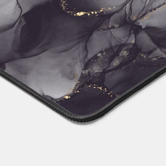 Agateグレーと黒の大理石の名前をカスタムする文字 デスクマット (コーナー)