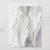 Agateグレーモダンホワイト金ゴールドダークセーブ日付 案内状 (裏面)