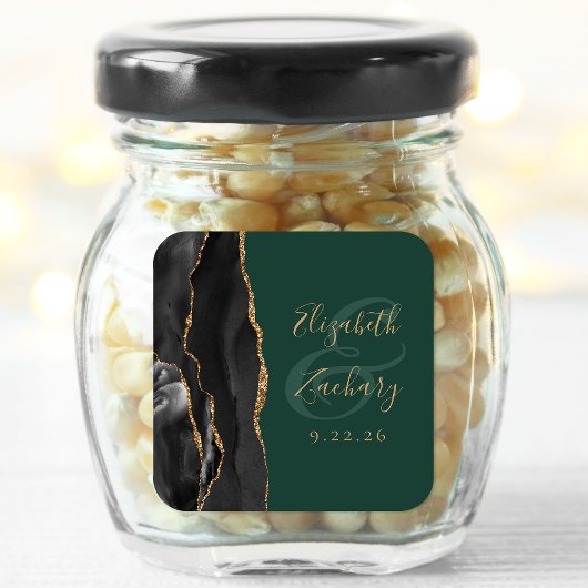 Agateスクリプトブラック金ゴールドエメラルドグリーン結婚ズ スクエアシール