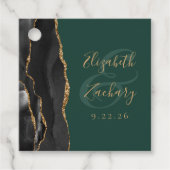 Agateスクリプトブラック金ゴールドエメラルドグリーン結婚ズ フェイバータグ (正面)