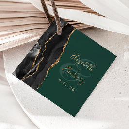 Agateスクリプトブラック金ゴールドエメラルドグリーン結婚ズ フェイバータグ