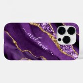 Agateパープル金ゴールドグリッターあなたの名前iPhoneケース Case-Mate iPhoneケース (裏面 (横))