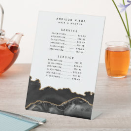 Agateブラックと金ゴールドマーブルサービスの価格 台座サイン