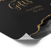 Agateブラック金ゴールドダークウェディングカードとギフト ポスター (角)