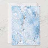 Agateベビーモダンブルーシルバー日付カードを保存 招待状 (裏面)