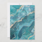 Agate卒業2023ティール(緑がかった色)金ゴールドブルーターコイズ 招待状 (裏面)