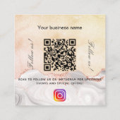 Agate大理石バラロゴQRコードInstagram 後を追 us スクエア名刺 (裏面)