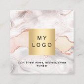 Agate大理石バラロゴQRコードInstagram 後を追 us スクエア名刺 (正面)