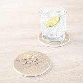 Agate大理石石グリッターバラ金ゴールド名スクリプト コースター (側面)