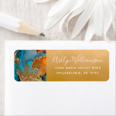 Agate水色ターコイズ金ゴールドオレンジのアドレス ラベル (インサイチュ)