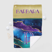 Agate金ゴールドカラフル Monogram Name ゴルフタオル (インサイチュ)