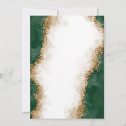 Agate金ゴールド&グリーンウェディング日付カードを保存 セーブザデート (裏面)