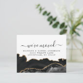 Agate黒と金ゴールド大理石の移動発表 案内ポストカード (スタンド正面)