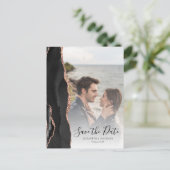 Agate黒モダンバラ金ゴールド日付の保存 案内ポストカード (スタンド正面)