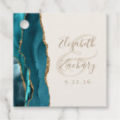 agate(アゲート)+ジオード+カリグラフィー+teal+ゴールド+ivory+結婚式 フェイバータグ (正面)