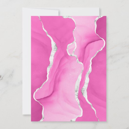 Agate モダン Pink Silver日付カードを保存 招待状 (裏面)