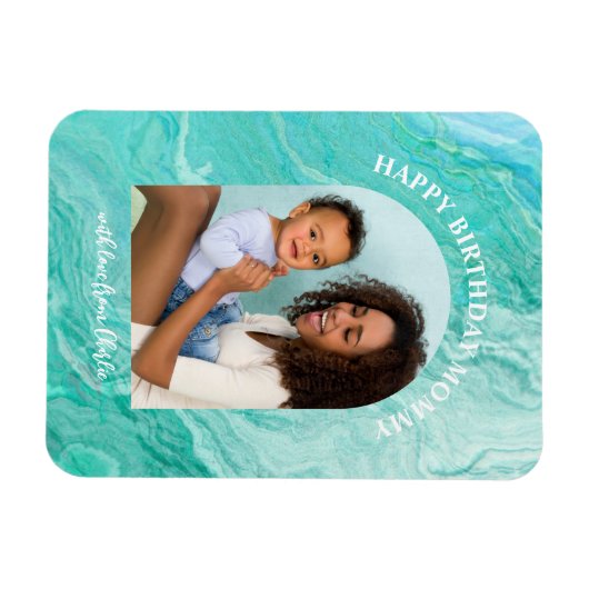 Agate Arched写真ハッピーバースデー母 マグネット (横)