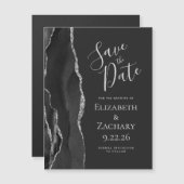 Agate Black Silver Dark Magnetic日付を保存 (正面/裏面)