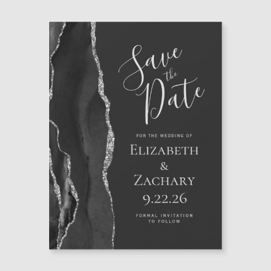 Agate Black Silver Dark Magnetic日付を保存 (正面)