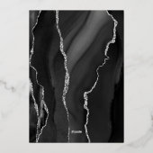Agate Black Silver Script Dark Wedding 箔招待状 (裏面)