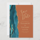 agate blue gold burnt orange save the date 案内状 (正面)