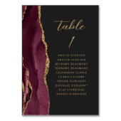Agate Burgundy金ゴールドモダンスクリプトダーク結婚ズ テーブルナンバー (裏面)