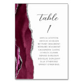 Agate Burgundy Silver モダンScript結婚's テーブルナンバー (裏面)