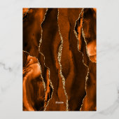 Agate Burnt Orange金ゴールドスクリプトグリーン結婚ズ 箔招待状 (裏面)