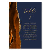 Agate Burnt Orange金ゴールドスクリプトNavy 結婚 Blue's テーブルナンバー (正面)