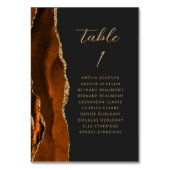Agate Burnt Orange金ゴールドモダンスクリプト結婚Dark テーブルナンバー (正面)